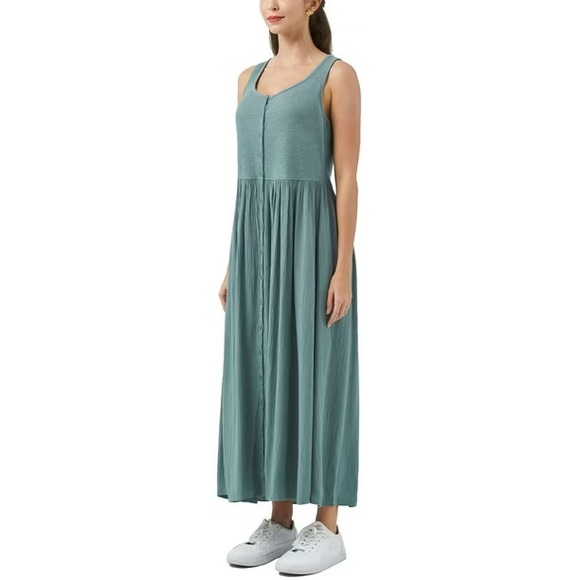 Frye Sea Green Button-Down Mixed Media Dress - Picture 7 of 9